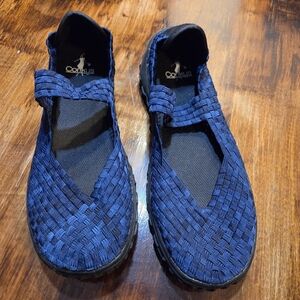 Corkys Women's Navy Woven Mary Jane Comfort Shoe
